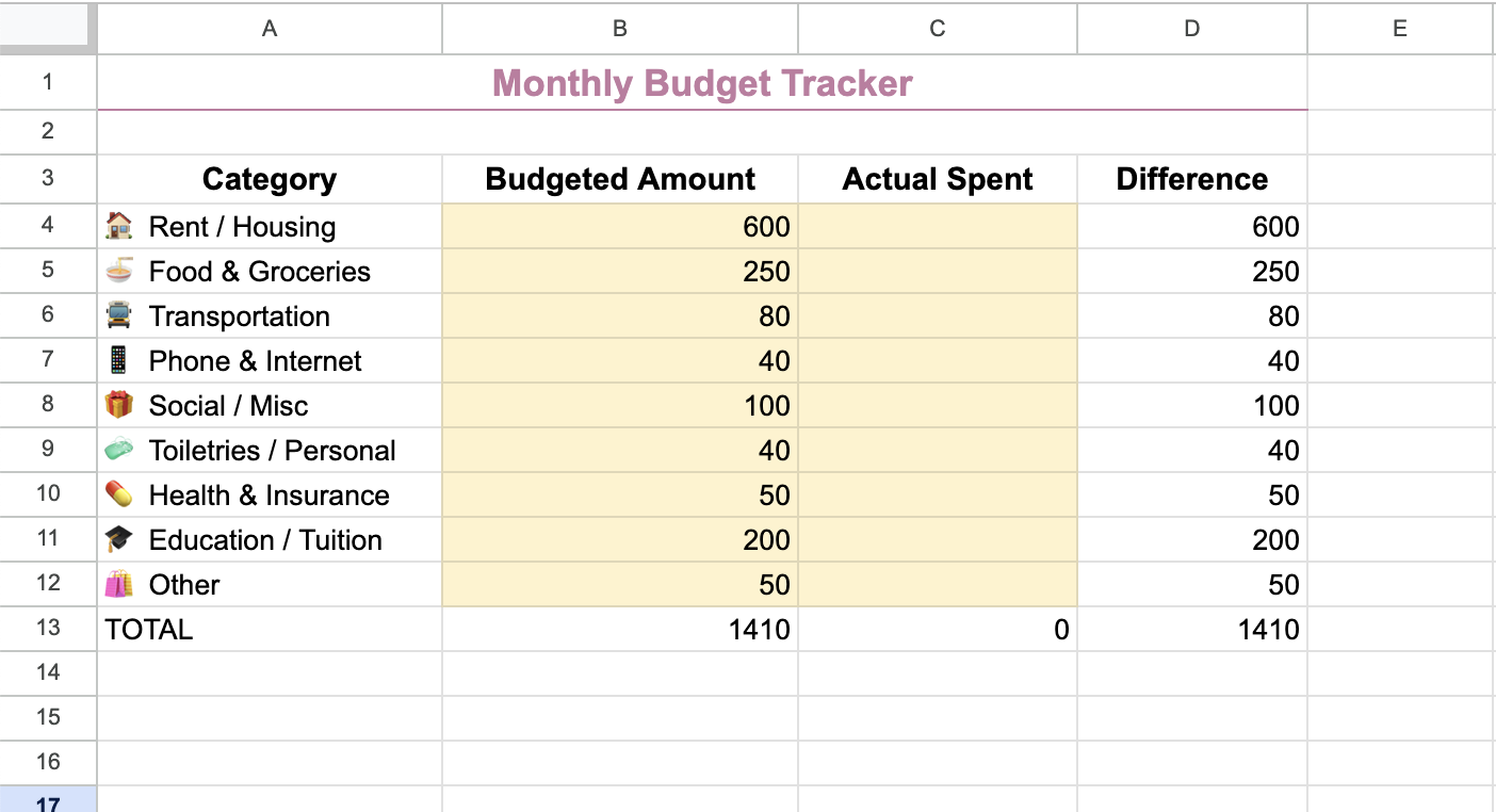 Monthly Expense Tracker Screenshot